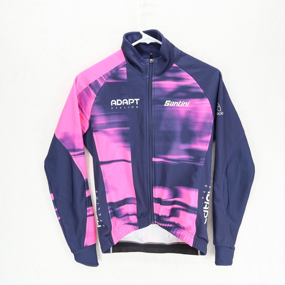 Santini Zero Wind Cycling Jacket Mens Small Pink Navy Blue Thermal Italy Adapt